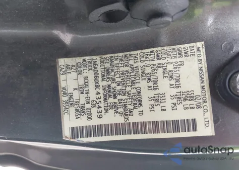 2008 Nissan Frontier Se z USA, uszkodzony, nr VIN 1N6AD06UX8C435439